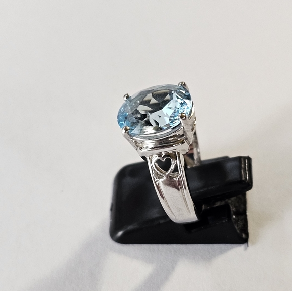 Certified Blue Topaz Sterling Silver Ring Size 7 π - Picture 9 of 14